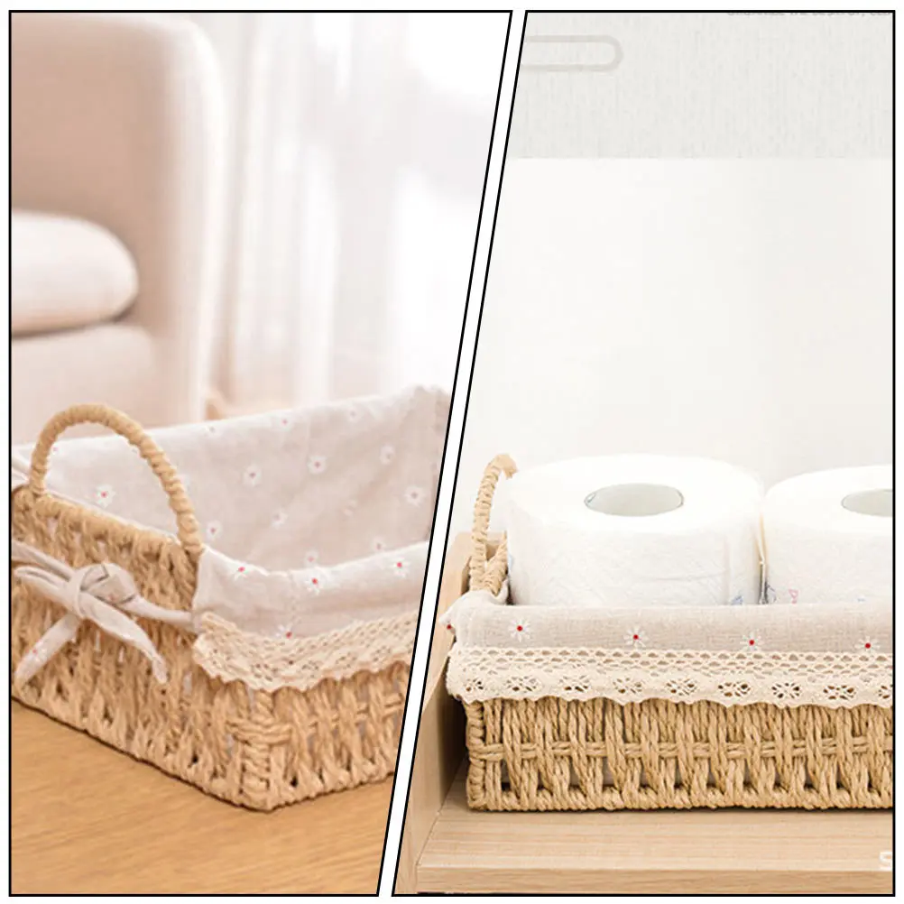 

1pc Woven Storage Basket Handmade Rattan Flower Basket Natural Fiber Fruit Vegetable Holder Home Decor Indoor Plant Container