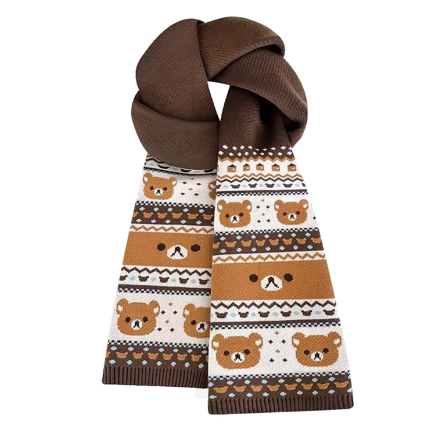 

Милый шарф с медведем Rilakkuma, глушитель для женщин и девочек, зимние шарфы Kawaii, теплые шарфы для шеи