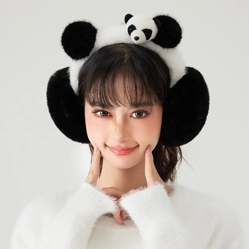 Cute Thicken Panda Plush Earmuffs Windproof Ear Warmers Panda Ear Cover Earflap Keep Warmer Winter Ear Cap Men