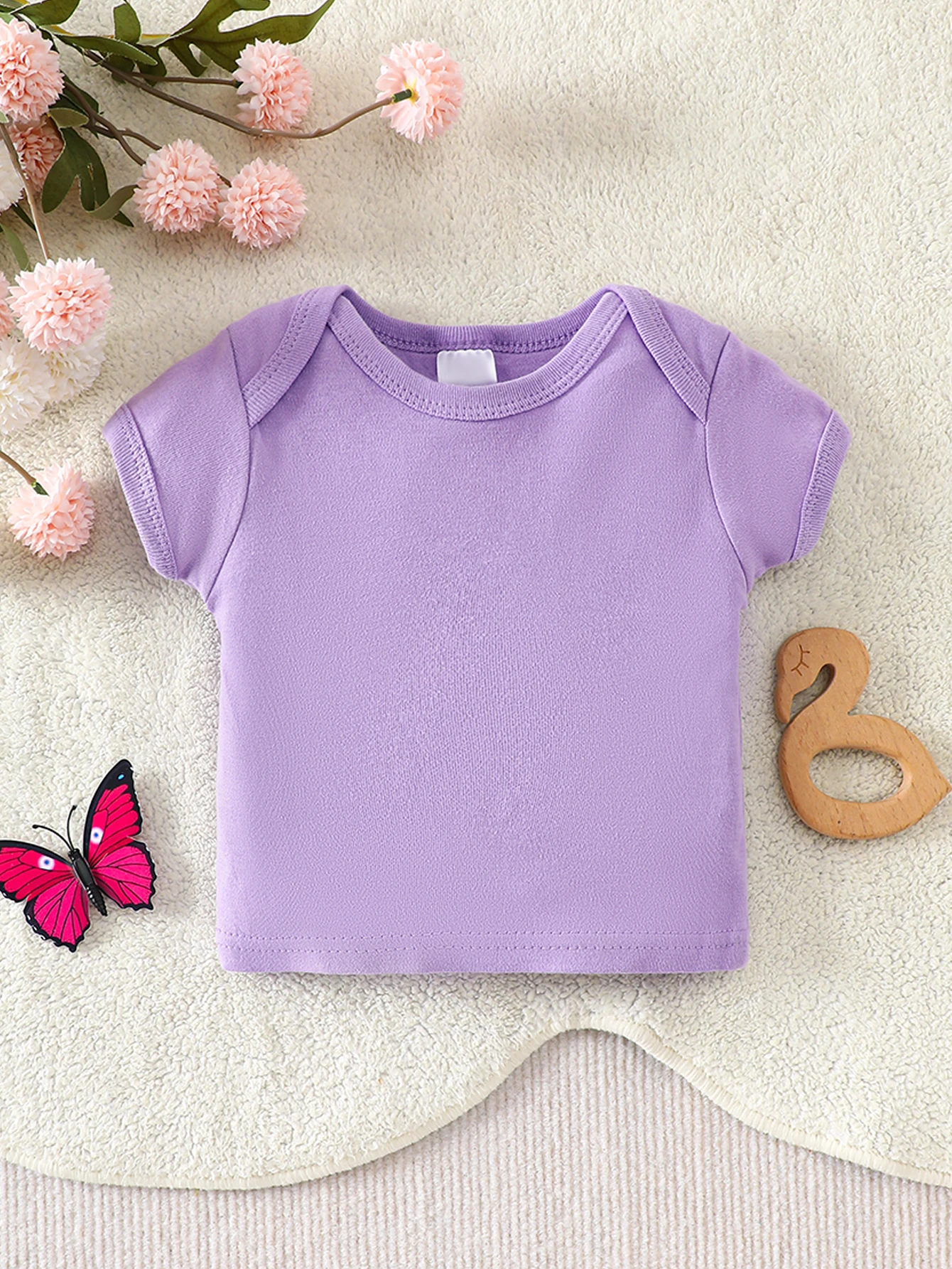 8-teiliges Baby-Set für kleine Prinzessinnen, Neugeborenen-Strampler mit Einhorn- und Schmetterlingsmuster, Mütze, Lätzchen, Socken, Hose, Outfit – Detail 7