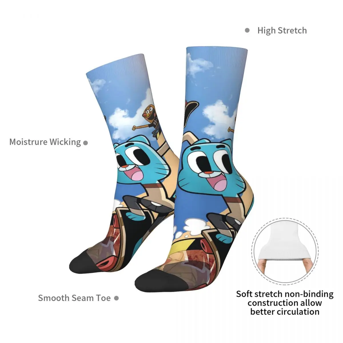 Nicole Gumball Watterson Socks Harajuku Sweat Absorbing Stockings All Season Long Socks Accessories for Man's Woman's Gifts