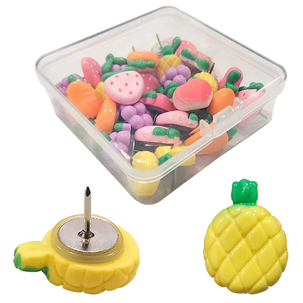 

30Pcs Lovely Fruit Thumbtacks Small Pushpins for Message Board Supply Art and Craft Activities Travel Photos Fixing Decor