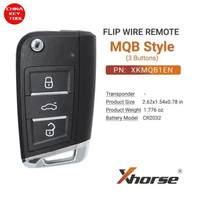 

1PCS Xhorse Wire Flip Remote Key MQB Style 3 Buttons XKMQB1EN