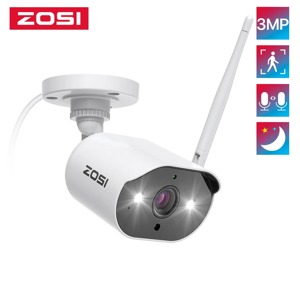 ZOSI ZG3023A Add-on Camera 3MP WiFi Security Camera Outdoor Indoor IP Network Camera Only Compatible with ZOSI NVR Recroder