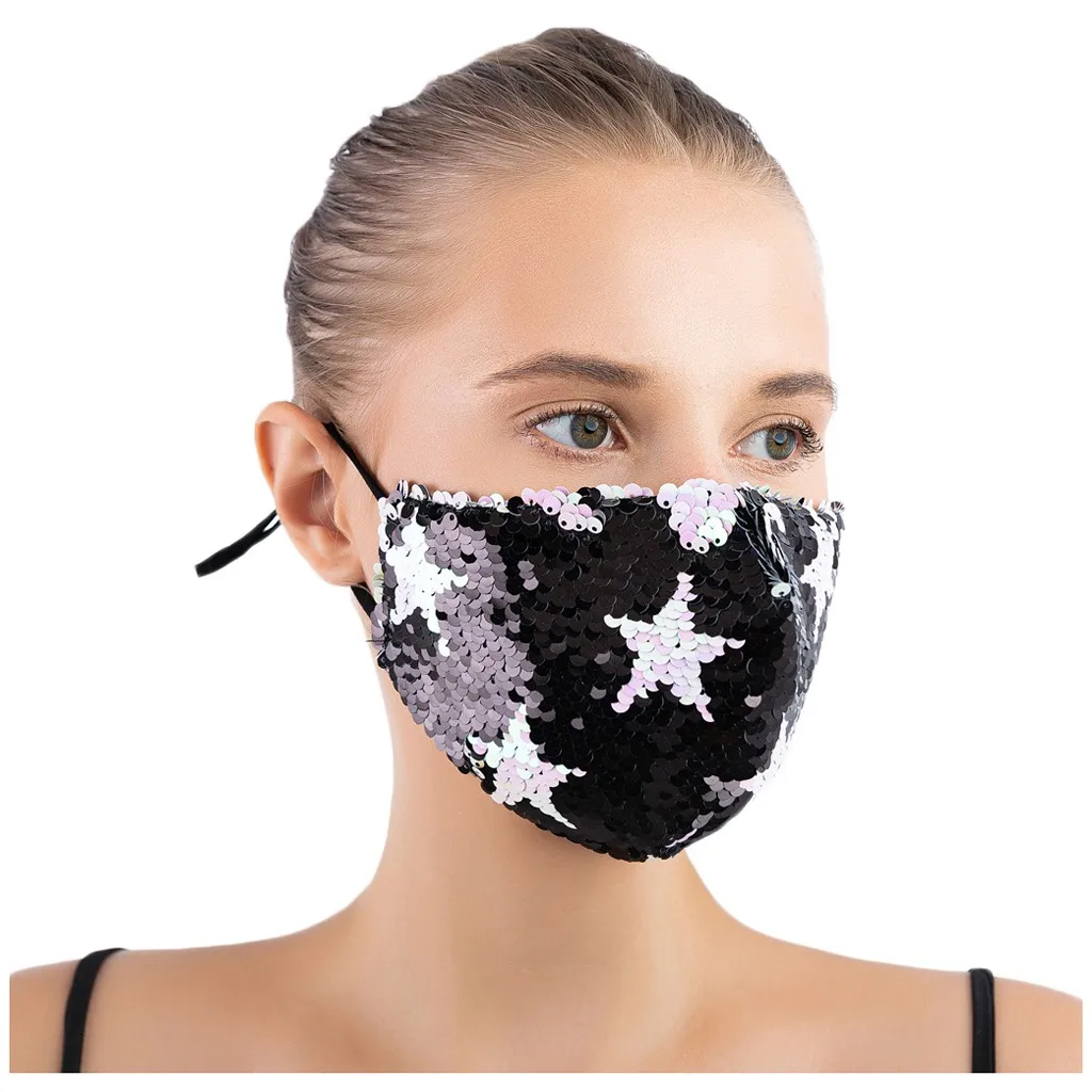 1pc Personalized Design With Sequins That Can Clean And Reuse Outdoor Masks Breathable And Comfortable Personal Protective Mask