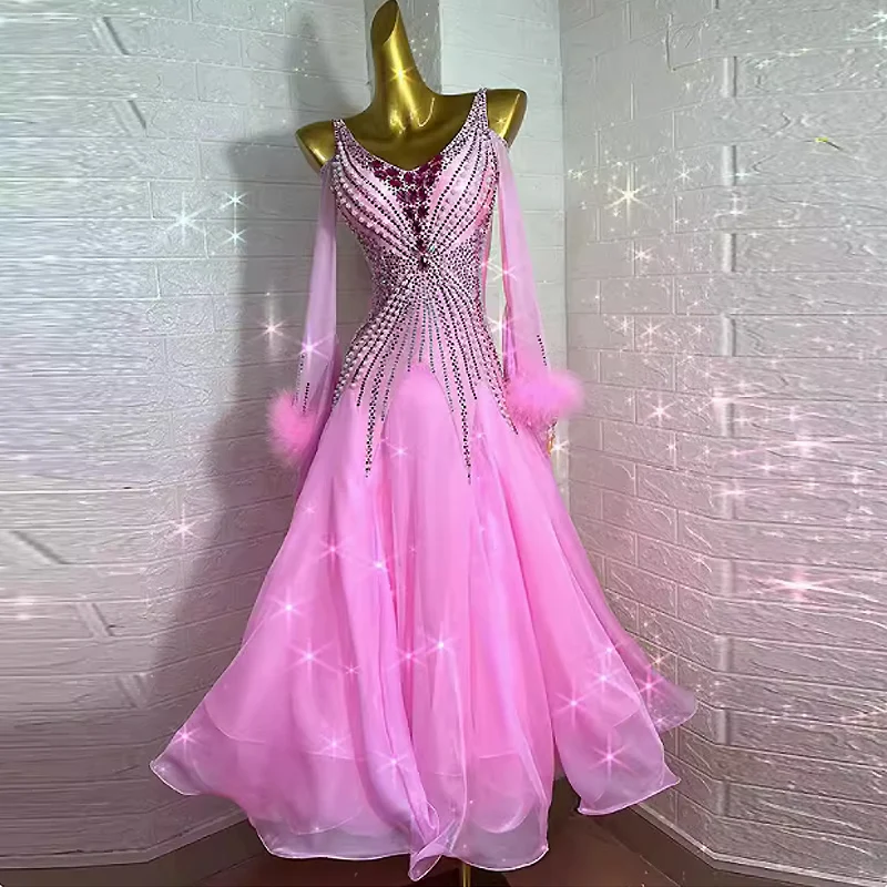 Ballroom Dance Competition Dress Customsized Adult Children Waltz Social Dancing Wear Skirt for Women Ballroom Stage Dresses