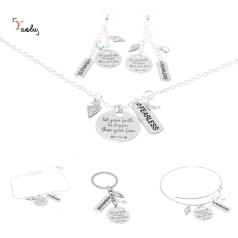 Let Your Faith Be Bigger Than Your Fear with Fearless Charm Necklace Gifts of Her