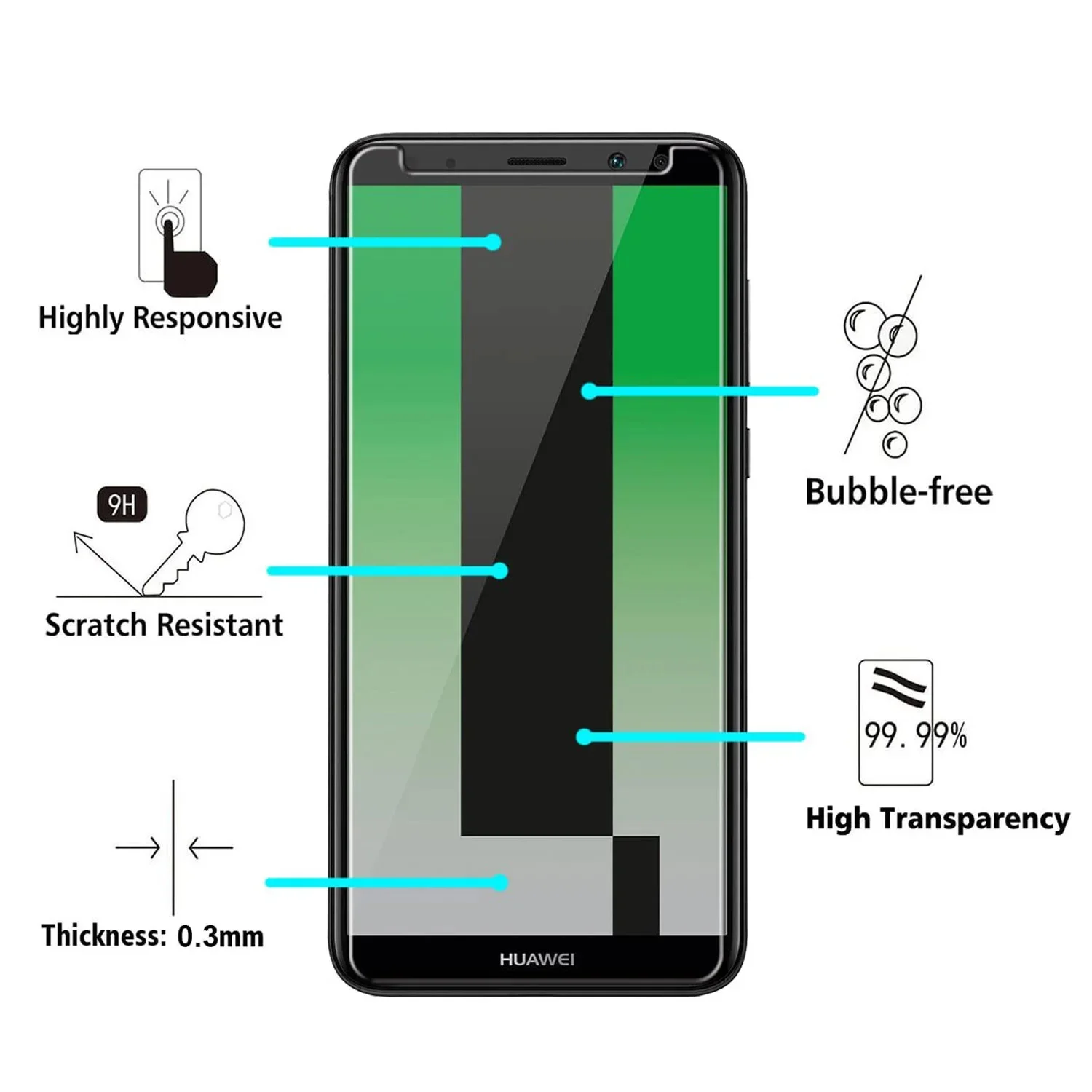 2/4Pcs For Huawei Mate 10 Mate 10 Lite Pro high strength HD anti fingerprint hardness bubble free transparent Tempered glass