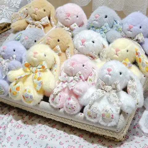 Ny söt rosett kanin plyschleksak nyckelring flicka ryggsäck tecknad djur docka hänge bil hängande dekoration jul födelsedagspresent 12 best sales Fran Bow plysch - №4