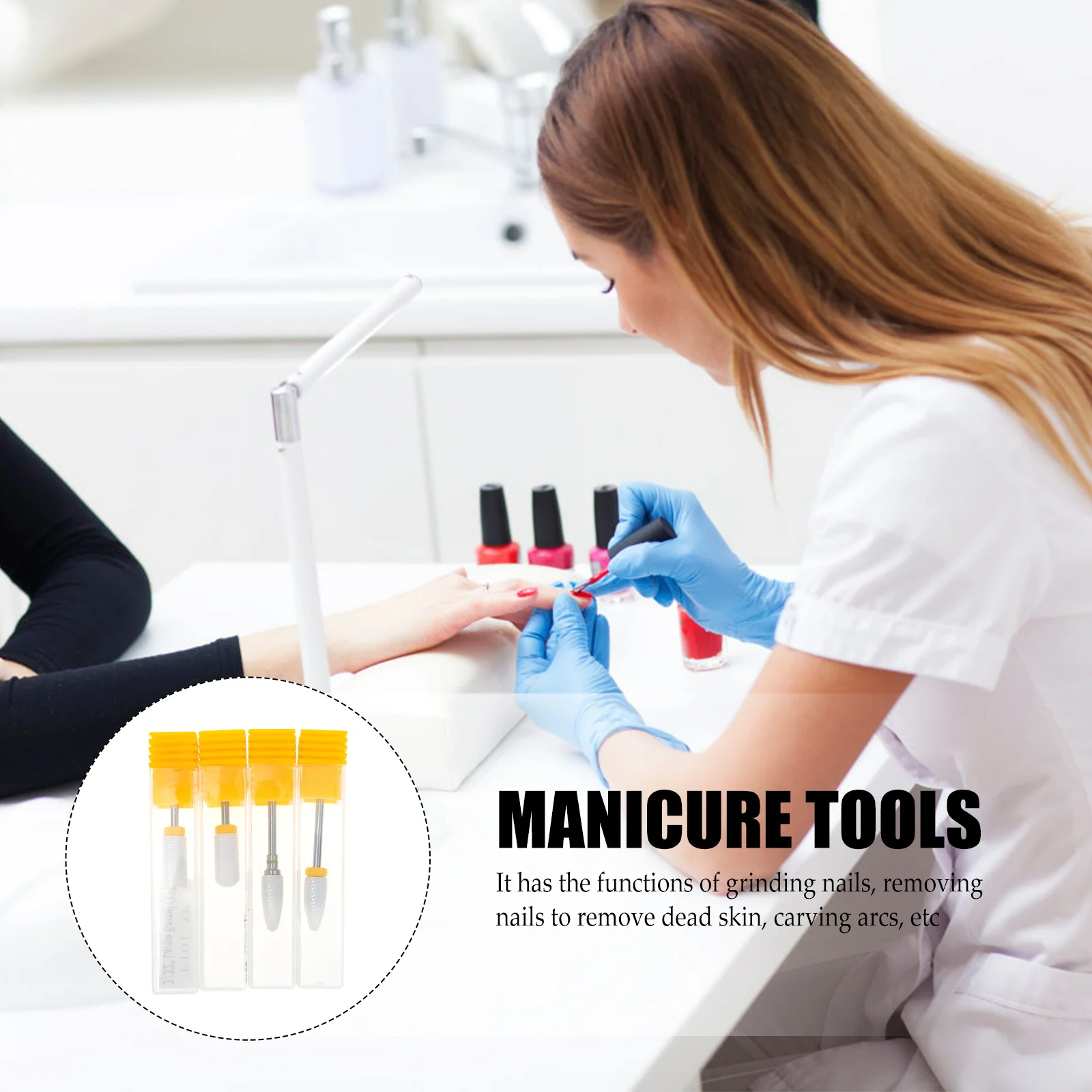 4 قطع من رؤوس ثقب أظافر السيراميك البديلة للأظافر الطبيعية والصناعية وطحن وتلميع ونحت وإزالة البشرة