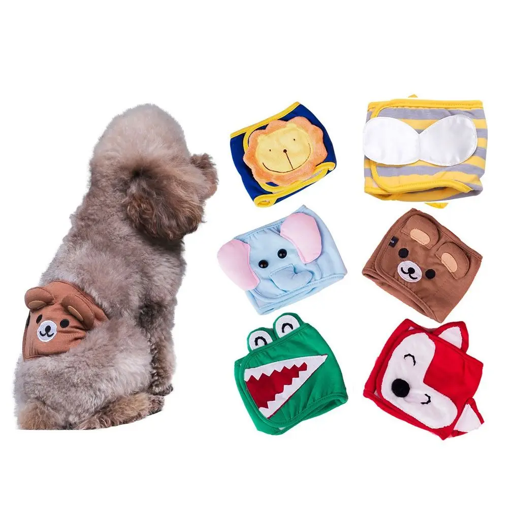 

Cartoon Dog Physiological Belt Elephant/Lion/Bear Cotton Dogs Panties Shorts Adjustable Washable Male Dog Safety Pants