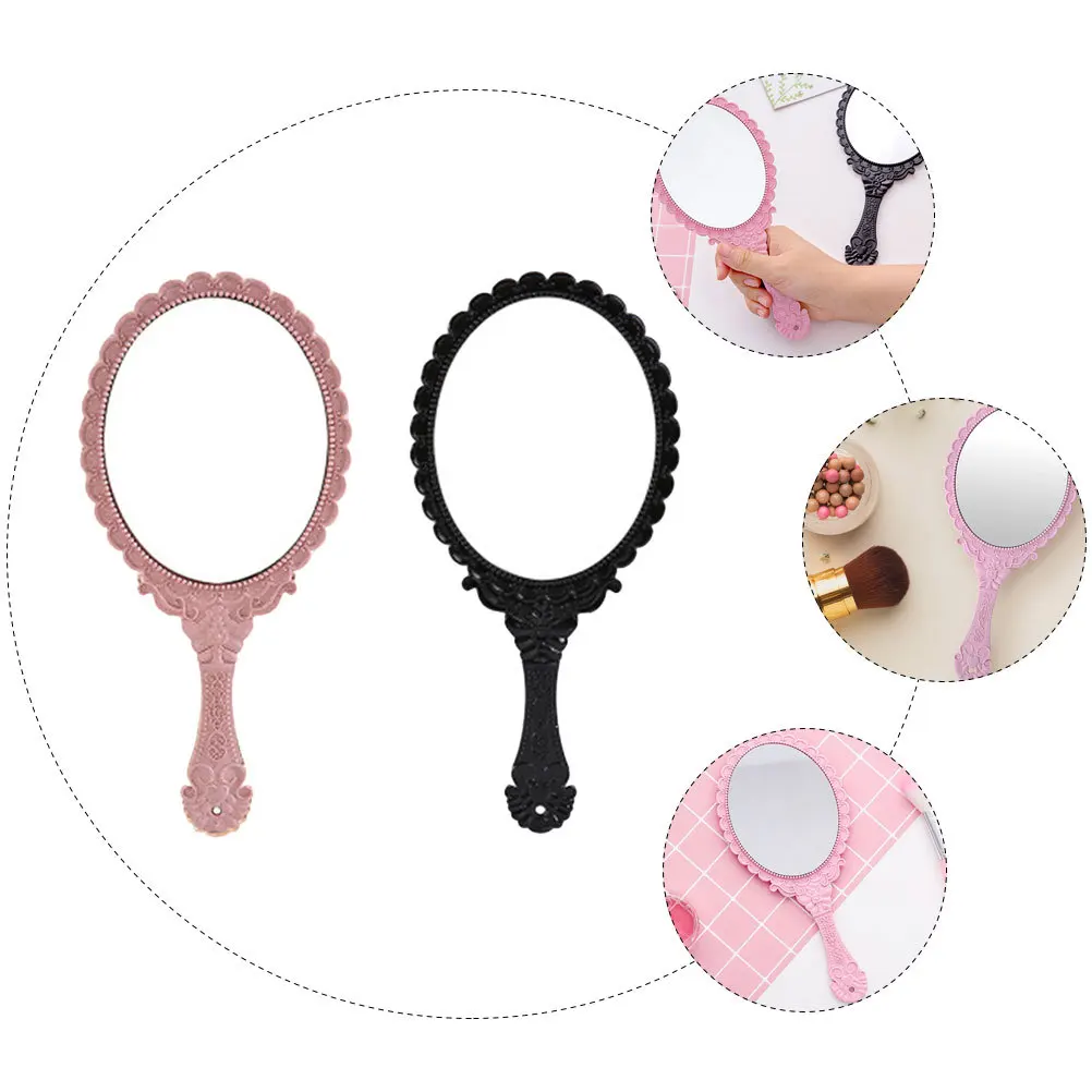 2 pçs espelho de maquiagem portátil estilo vintage espelho portátil viagem acessório beleza leve durável ferramenta maquiagem
