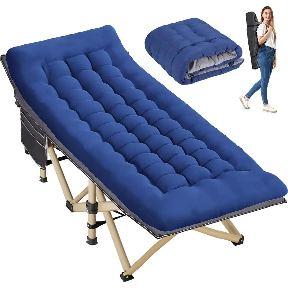 

Portable Heavy-Duty Camping Cot for Adults - 550 lbs Load Capacity, Extra Wide for Outdoor, Beach, and Comfort