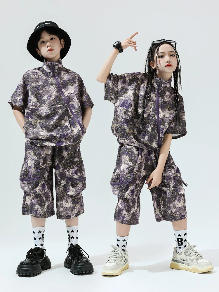 Kinder Hip Hop Dance Kleidung Kurzen Ärmeln Tops Shorts Jungen Street Dance Anzug Mädchen Jazz Modern Dance Performance Kostüm BL14673