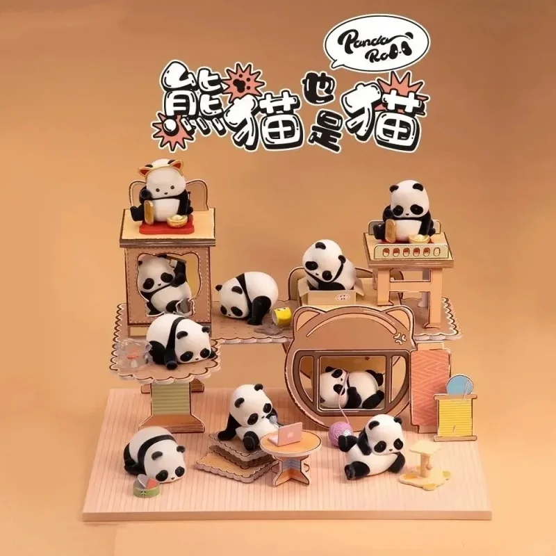 Genuine Blind Box Cute Pandas Are Also Cats Series Kawaii Panda Roll Mystery Box Collectibles Models As Desktop Decor As Gifts