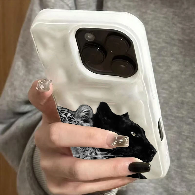 Противоударный чехол с ярким леопардовым узором и складками для iPhone 16, 15, 14, 13, 12, 17 Pro Max Plus 17, мягкий силиконовый чехол