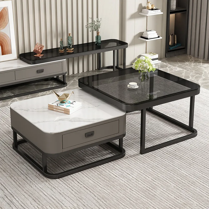 # Trending Modern Minimalist Coffee Table Stone Slab Premium Look Compact Living Room Coffee Table for Small Spaces
