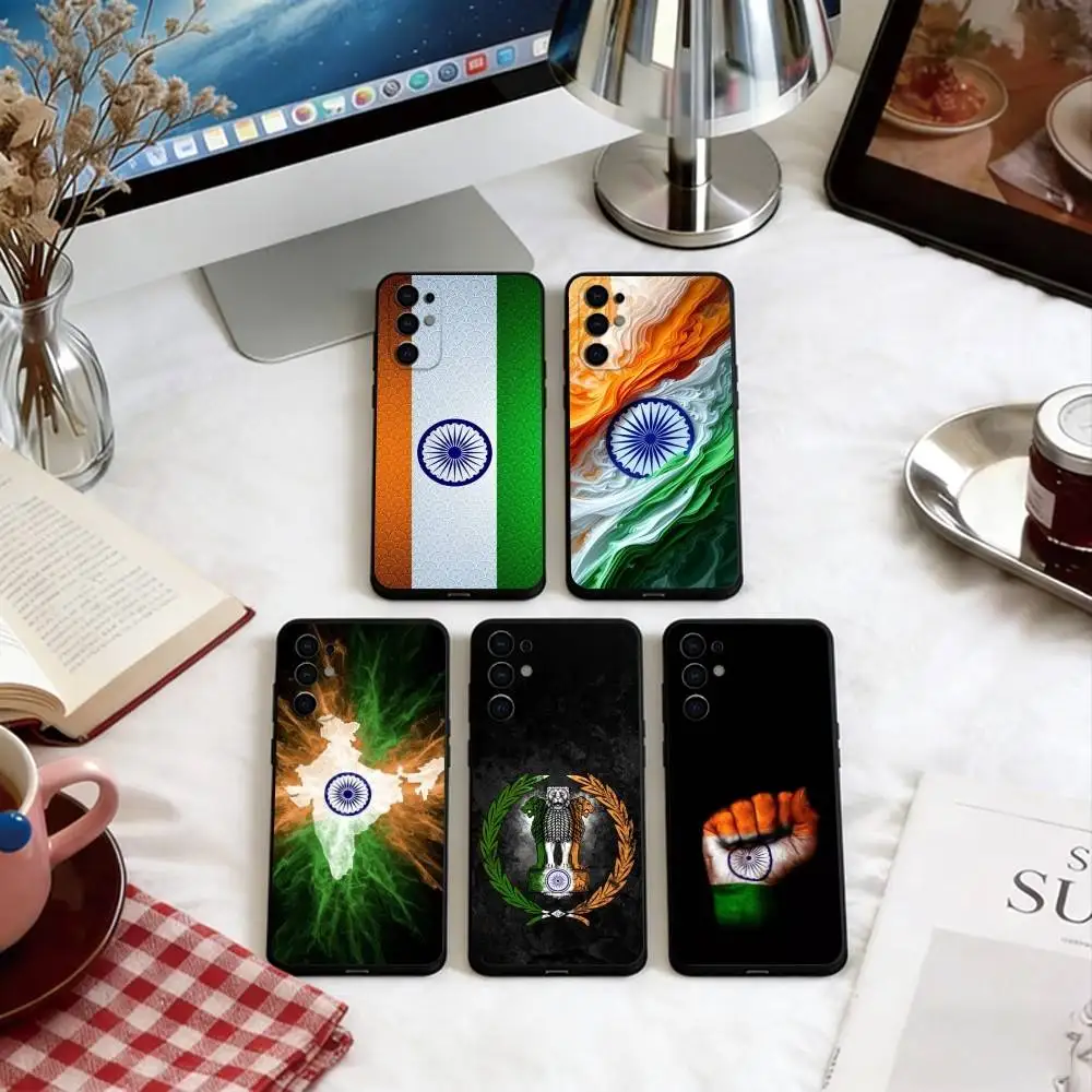 

I-Indian National Emble Flag Phone Case For Samsung S25,S24,S21,S22,S23,S30,Ultra,S20,Plus,Fe,Soft Black Cover