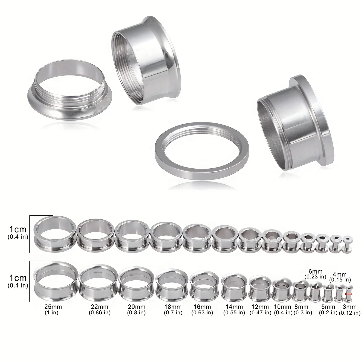 4pcs Stainless Steel Screw-Style Ear Gauges Tunnel Expanders Double Flare Body Piercing Plugs 3-25mm High-Quality Steel
