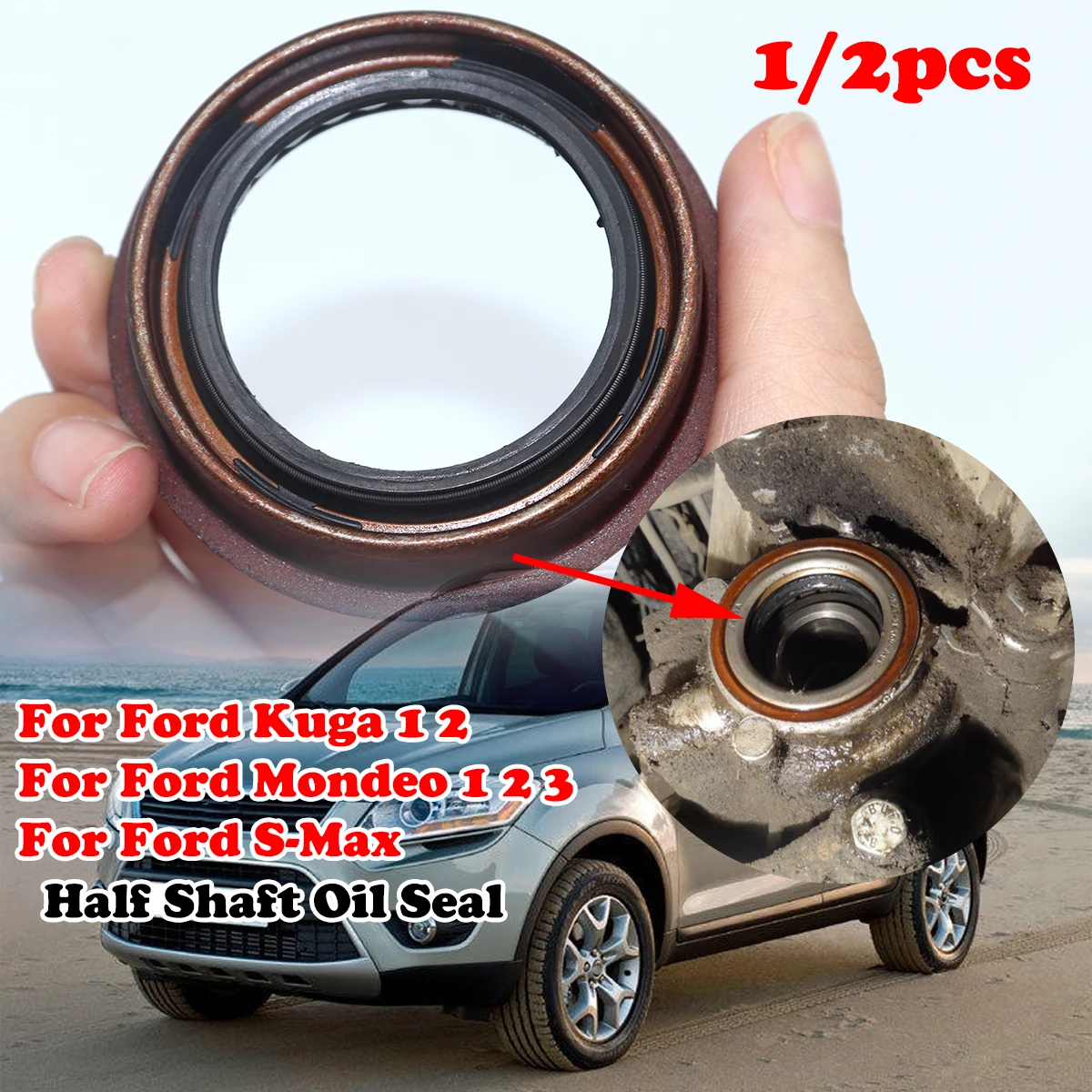 

Brand New Half Shaft Oil Seal For Ford Kuga 1 2 Mondeo 1 2 3 S-Max 6756195 Auto Transmission Drivetrain Replace Parts Leak-Proof