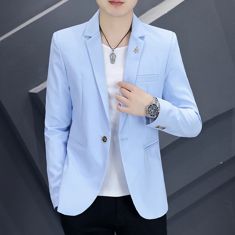 Small Suit Jacket Men Korean Version Slim New Handsome Teenagers Solid Color Shirt Four Seasons Youth Trend Fashion Suit