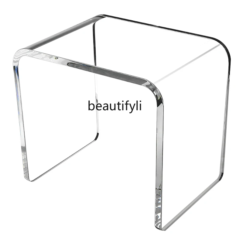 HJ Acrylic Shoes Changing Stool Transparent Low Stool Simple Modern Flat Bench Bathroom Stool