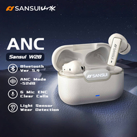 Sansui W28 ANC Bluetooth 5.4 TWS Earbuds 52dB Active Noise Cancellation Bluetooth Headphone 6 Mic HD Calls Wireless Earphones