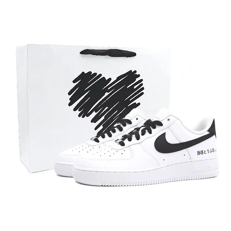 

[Custom Akina Mountain Bike God S-BAG]Nike Air Force 1 Skateboard Shoes Men Low-Top Black/White