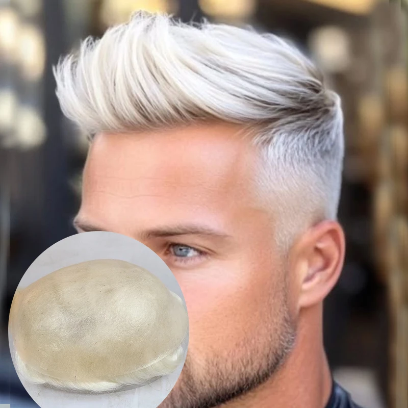 

Натуральная линия волос 0,06-0,08мм Блондин Коричневый Серый 60Р # 1B80 человеческие волосы мужской парик незаметный полный Vloop кожа мужской протез волос