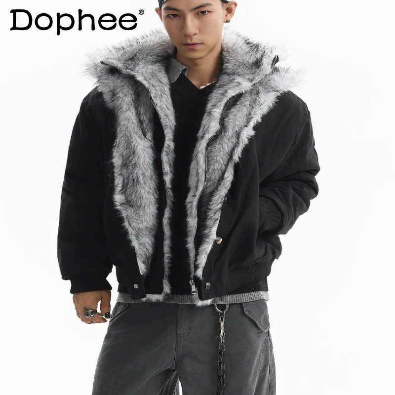 

Trendy High Street Faux Two-Piece Parkas Men 2025 Winter New Warm Stylish Versatile Solid Color Parkas Male Handsome Chic Coats