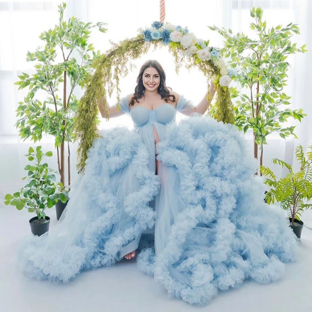 

2025 Off Shoulder Tulle Maternity Gowns for Photo Shoot Long Pregnancy Photography Dress Baby Shower Outfit Elegant Robe YEWEN