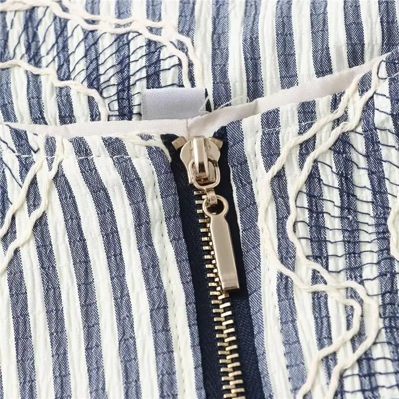 Women's Long Sve round Ne Jaet Stripe Embroidery Outerwear Spring Autumn Faion Casual Sli Thin PU Material