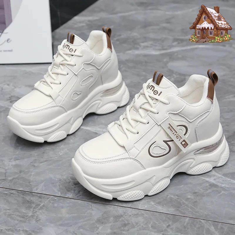 

2026 женская повседневная спортивная обувь с высоким берцем и толстой подошвой, весенне-осенне-зимний сезон, подходящая резиновая подошва с круглой головкой