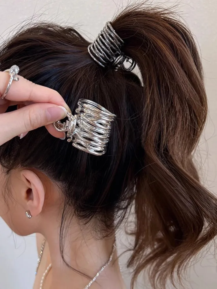 French Style New Metal Small High Ponytail Beauty Grab Clip Half Tied Hair Fashionable and Personalized Girl Hair Clip