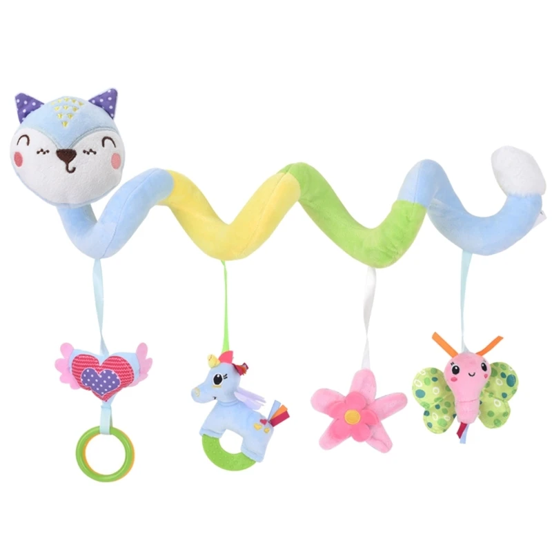 50cm Cute Soft Stuffed Fox Shape Infant Bed Winding Toys Cartoon Bee Pendant Crib Stroller Hanging Toy Baby Rattles Newborn Gift