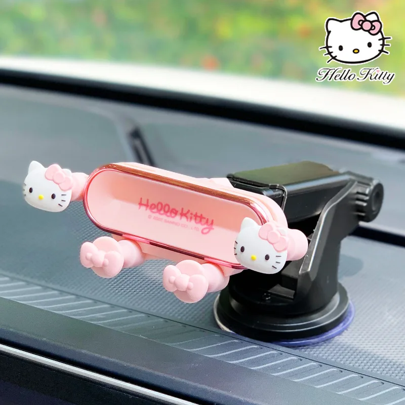 Kawaii Hello Kitty Y2K Sanrio รถยึดโทรศัพท์มือถือน่ารักสร้างสรรค์รถยนต์ Navigationgravity ผู้ถืออุปกรณ์ตกแต่งของขวัญ