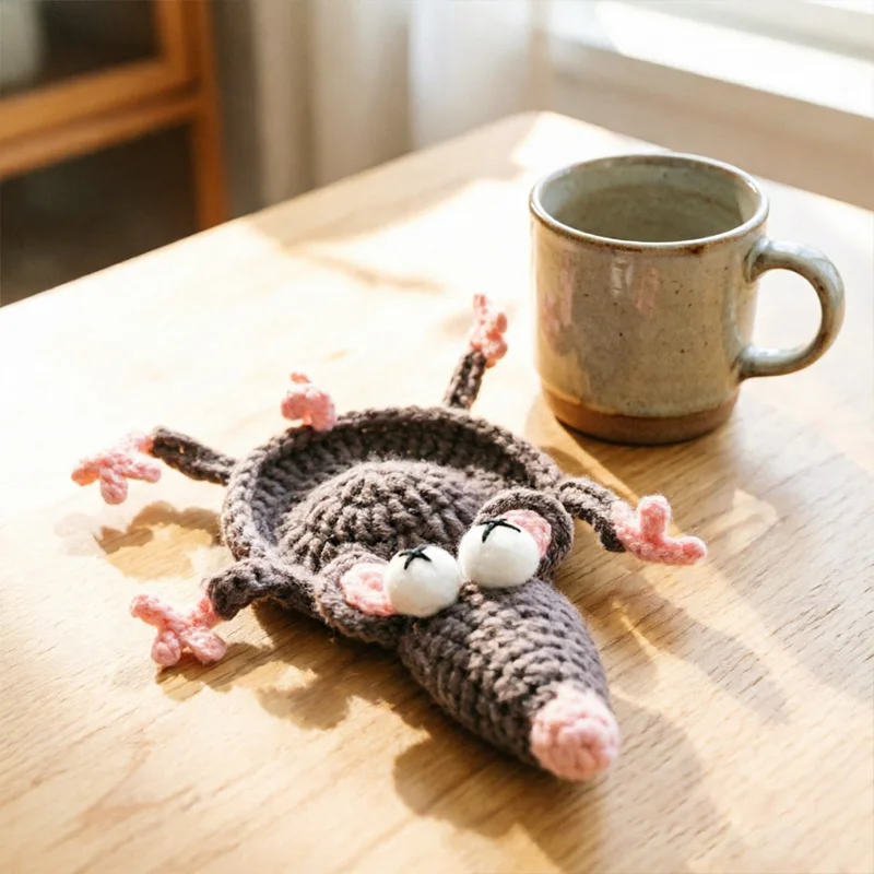 Picture 3: Cute Handmade Crochet Animal Coasters – Quirky Duck, Lizard & Mouse for Home Decor, Heat-Resistant Table Mats, Perfect Gift