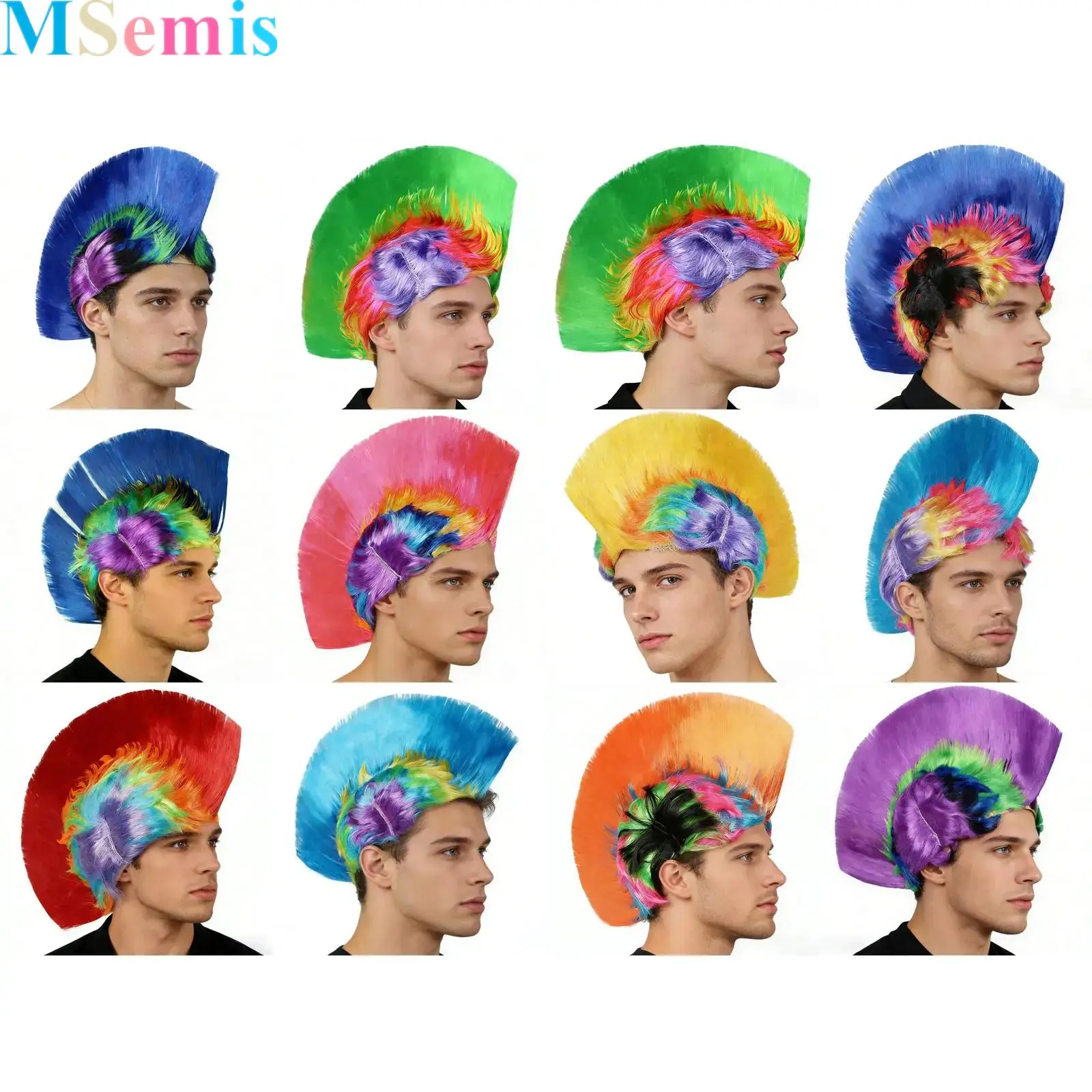 

Adults Punk Rock Wig Halloween Cosplay Masquerade Theme Party Novelty Costume Accessory