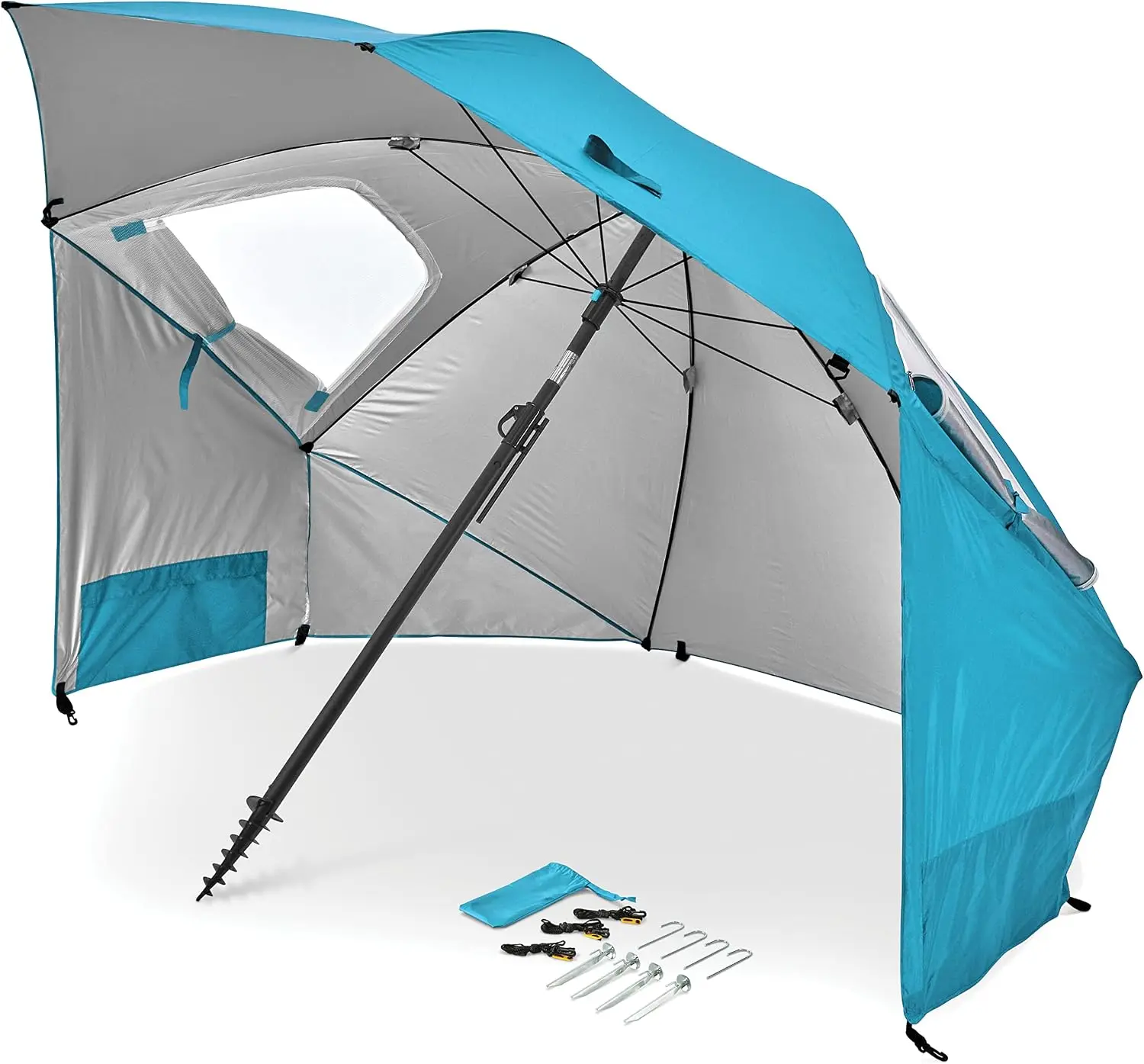 UPF 50+ Umbrella Shelter with Side Panels, Tilt Mechanism, Heavy-Duty 1.25