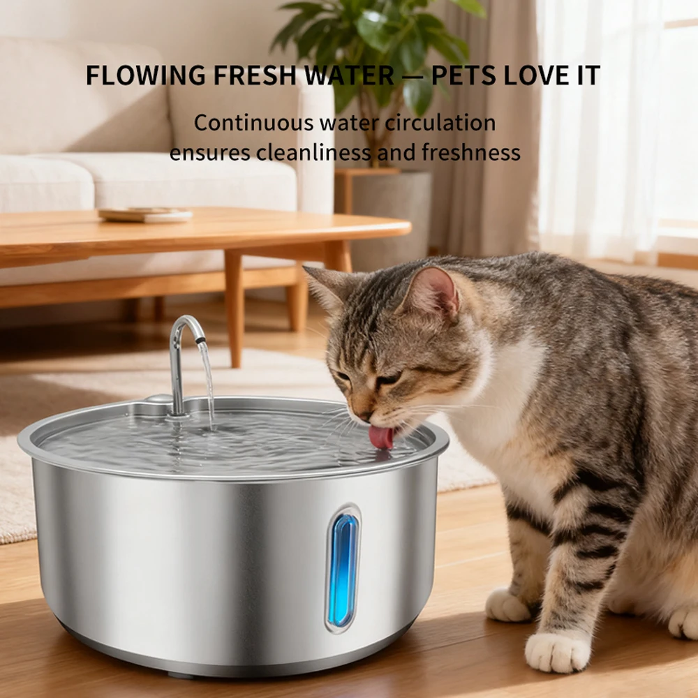 8L Large-Capacity Eco-Friendly Modern Pet Water Dispenser Made 304 Stainless Steel Automatic Multi-Stage Filtration Durable Easy