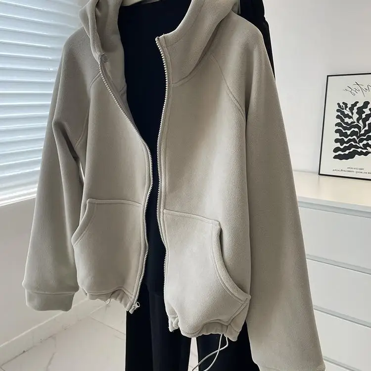 

plus Size 300 Pou Women's Double-Faced Fce Long Sve Jaet Autumn Winter Outerwear Casual Comfortable Outerwear