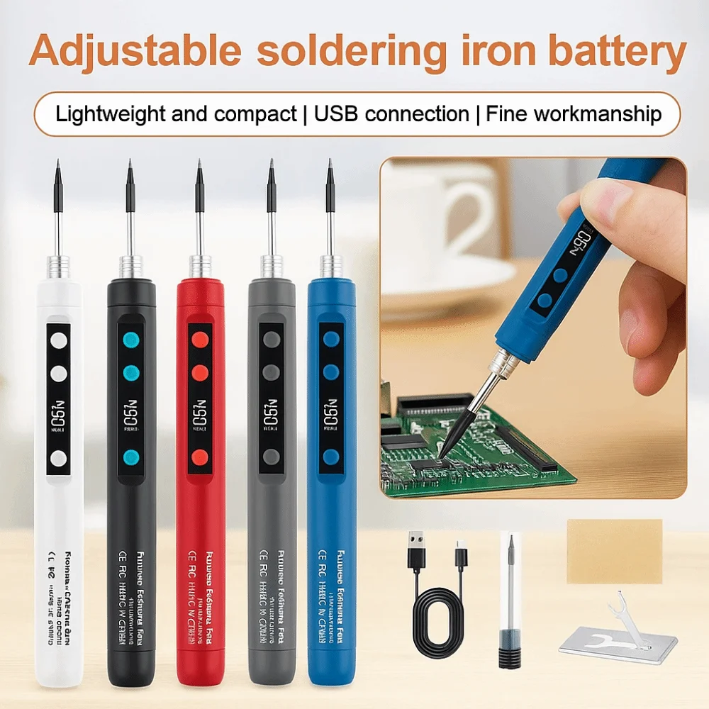Temperatura regolabile USB Saldatore Velocità di riscaldamento 5V/15W Ferro da stiro elettrico Saldatura Li Carica batteria Display digitale