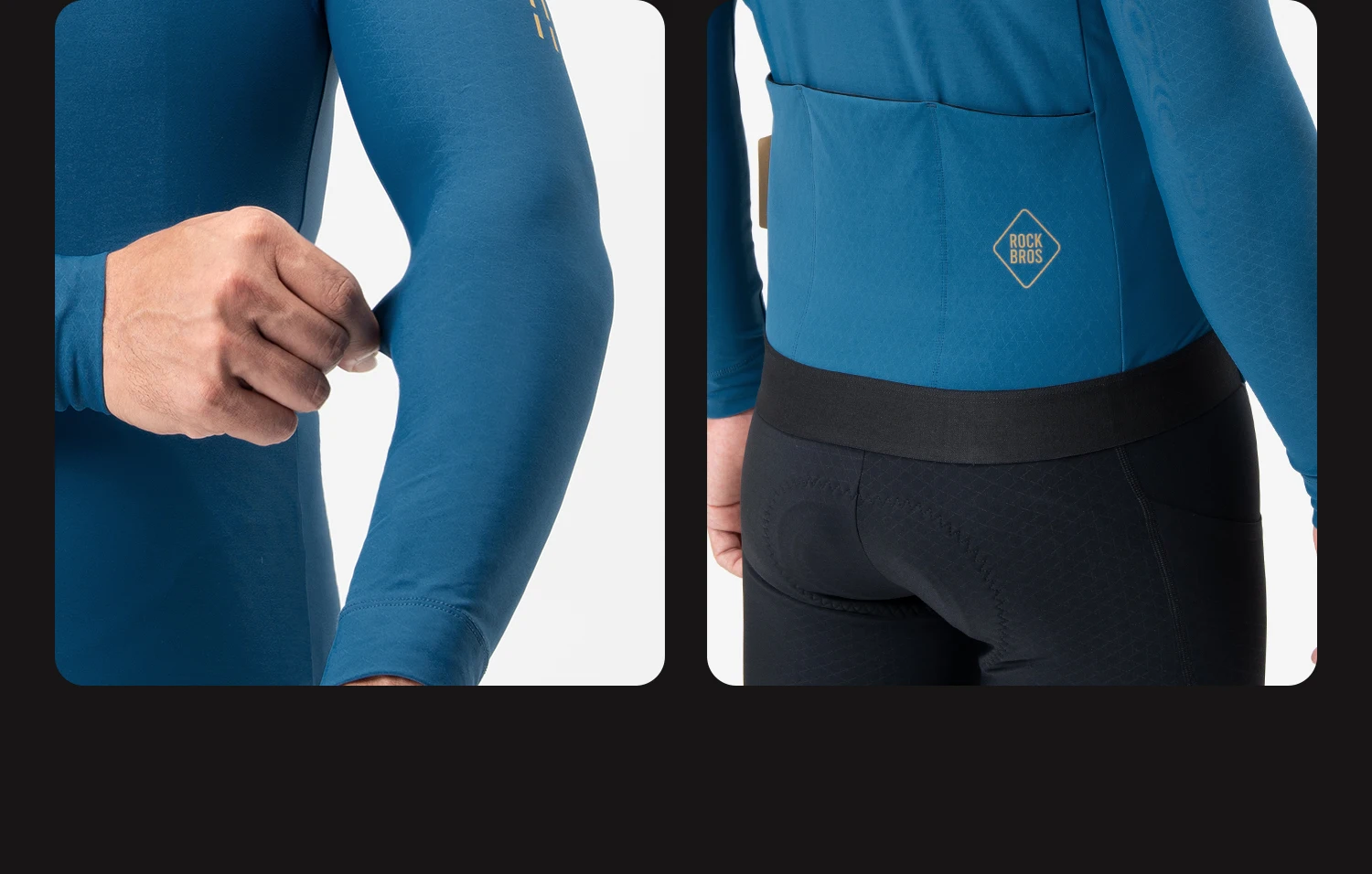 ROCKBROS Winter-Radtrikot für Herren, hochelastisches Diamant-Thermo-Fleece-Fahrradjacke, rutschfest, bequeme Fahrradbekleidung – Detail 7