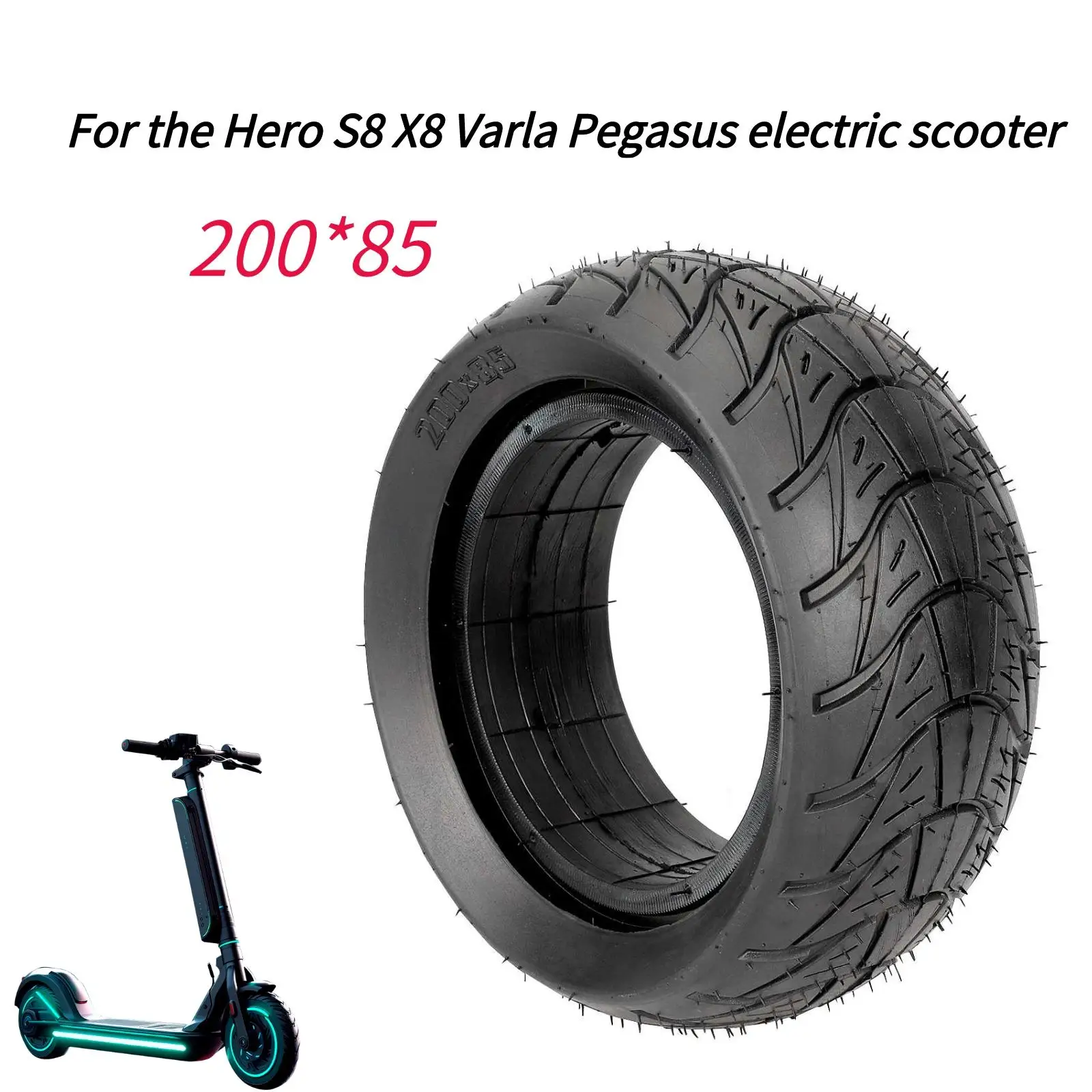 

200*85 solid tire is stab-proof and explosion-proof for the Hero S8 X8 Varla Pegasus electric scooter with no inflation