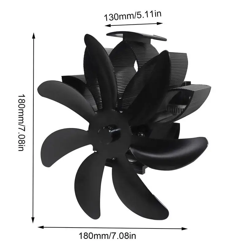 Wärmebetriebener Holzofenventilator, Thermoventilator, 7 Blätter, Pelletofenventilator, Thermoventilator, Holzofen-Zubehör, nicht elektrisch,