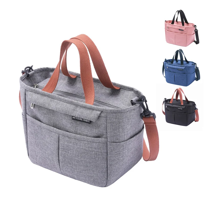 Portable Lunch Box Insulated Thermal Bag Picnic Food Cooler Pouch Large Capacity Shoulder Bento Storage Bags for Women Children