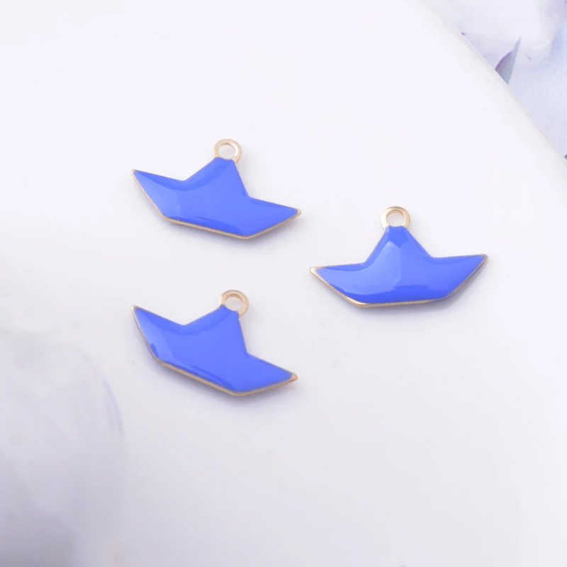 30pcs 15*9mm Copper Both Side Enamelled Boat Charms Ship Pendant Diy Jewelry Making