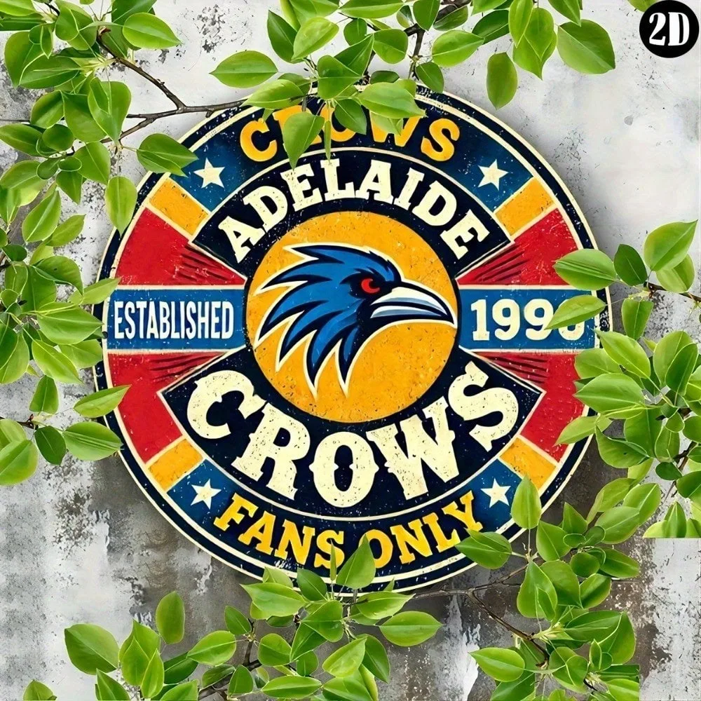 علامة معدنية عتيقة من Adelaide Crows مقاس 20 × 20 سم - ديكور مقهى منزلي ريفي، هدية عيد الميلاد والهالوين للعام الجديد #3