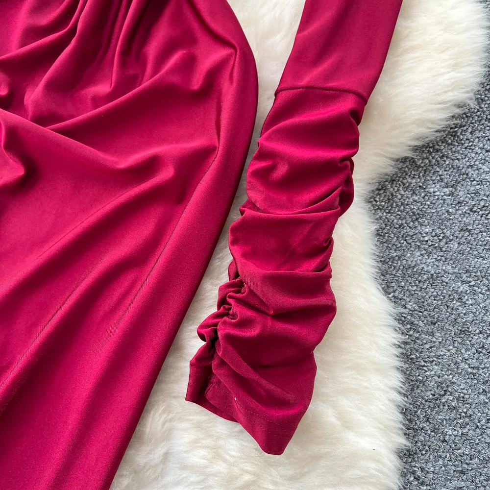 ชุดเดรสยาวผู้หญิง ชุดเดรสเซ็กซี่ เวสติโดส สไตล์ Y2K สตรีทแวร์ ทรงเข้ารูป กระชับเอว คอกลม ดีไซน์หรูหรา เหมาะสำหรับงานปาร์ตี้ งานกลางคืน ทำงาน ฤดูใบไม้ร่วง ฤดูหนาว