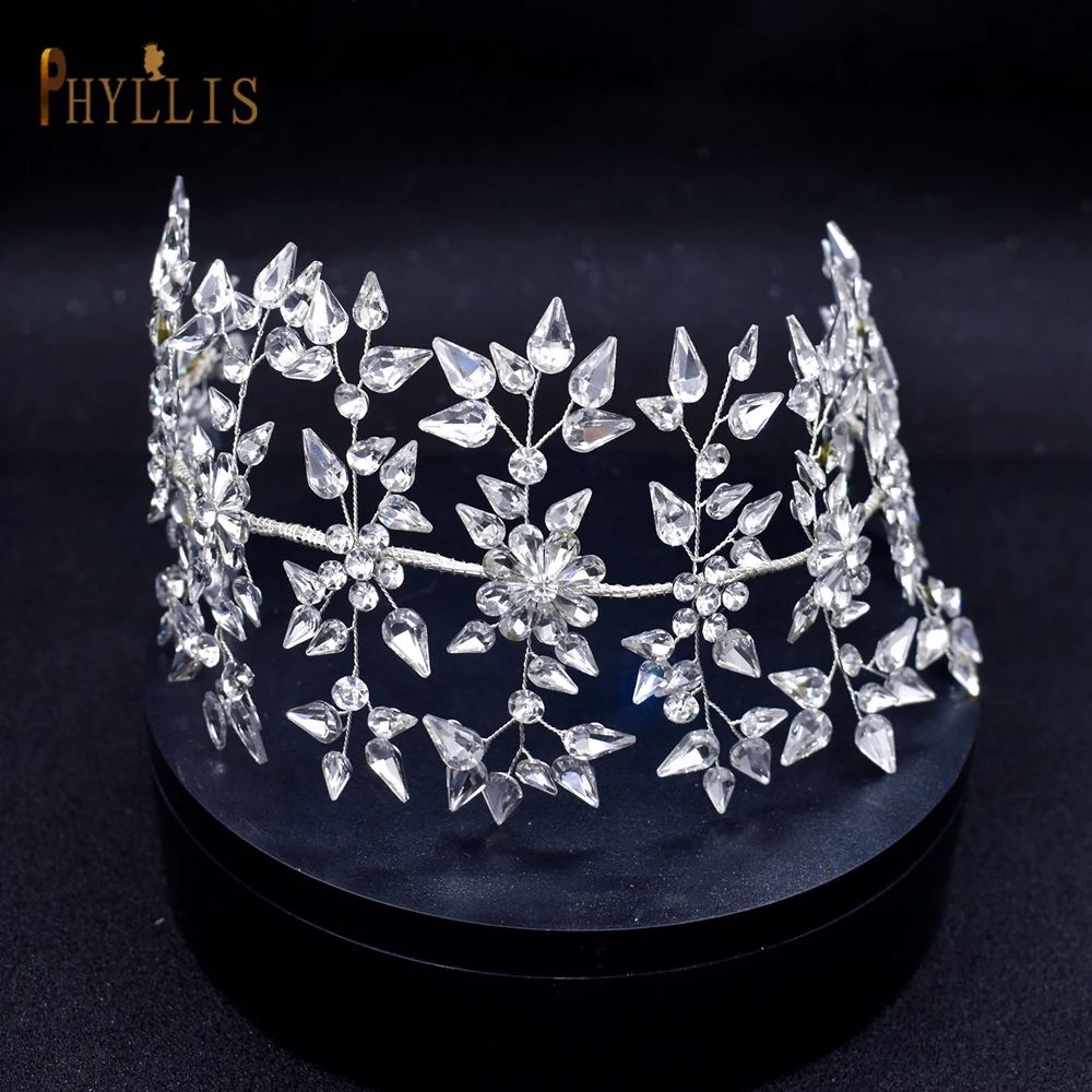 A490 Rhinestone Crystal Wedding Tiara Handmade Bridal Headband Silver Brides Hair Accessories Women Headpiece Hair Ornaments